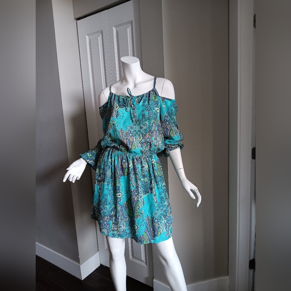 Bohemian Off-Shoulder Dress in Blue